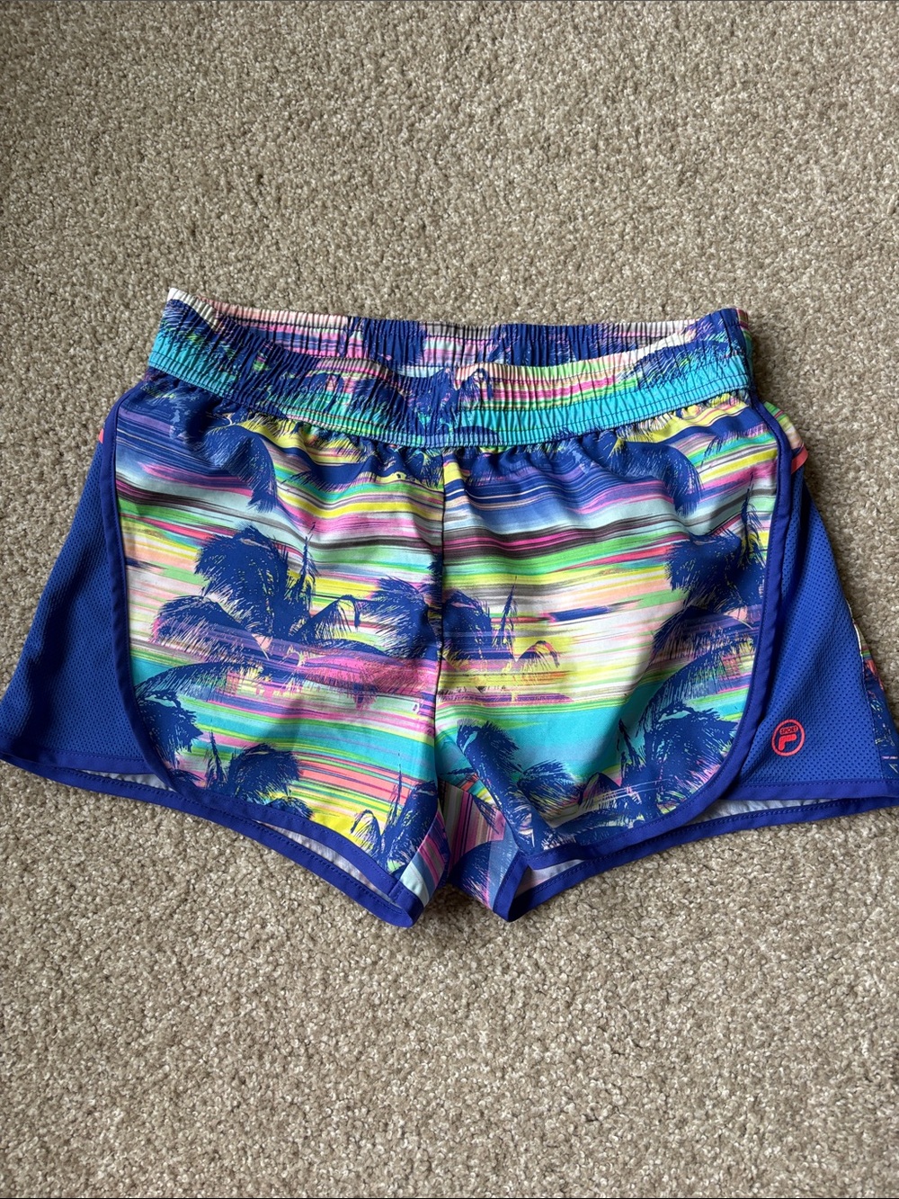 Women’s Multicolor Tropical Palm Athletic Shorts by Fila